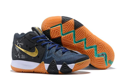 Nike Kyrie 4 Black Navy Gold Basketball Shoes Sneaker Sale Size US 7,8,8.5,9.5,10,11,12