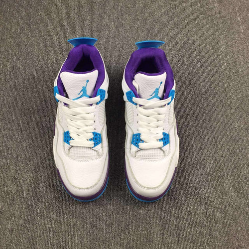 Nike Air Jordan 4 Retro “Hornets” White Blue Purple Basketball Men Size US 7 - 13