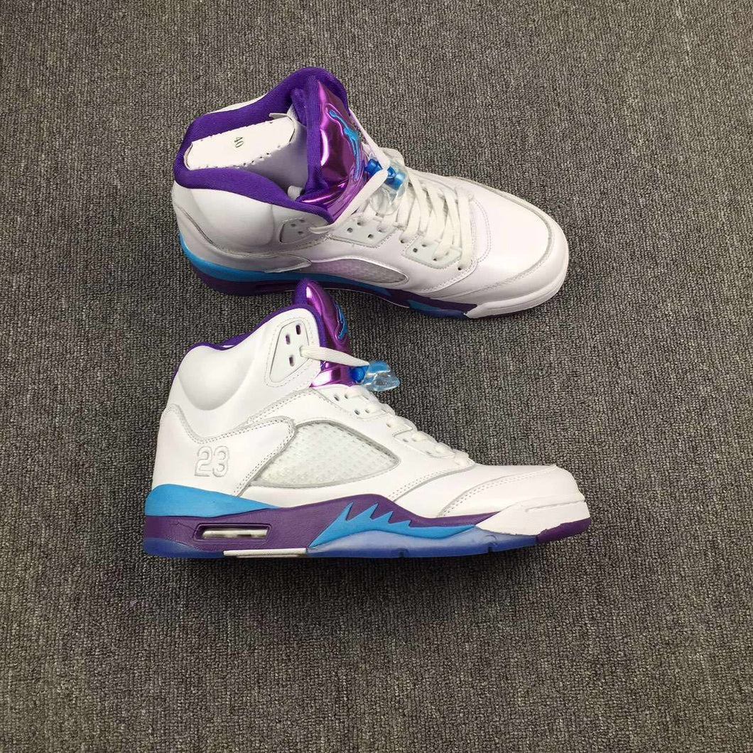 Nike Air Jordan 5 White Blue Purple Men Shoes Sale Size US 7, 8, 8.5, 9, 10, 11, 12, 13
