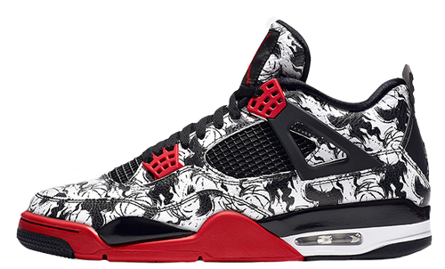 Nike Air Jordan 4 Tatoos Black White Red Basketball Men Size US 7 - 13