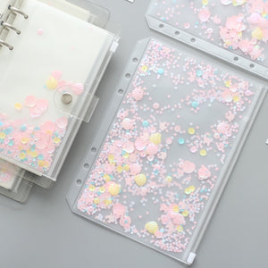 2pcs/set Transparent PVC Storage Card Holder with 6 Hole Zipper document Bag for A5 A6 Pouch Diary Planner Accessories