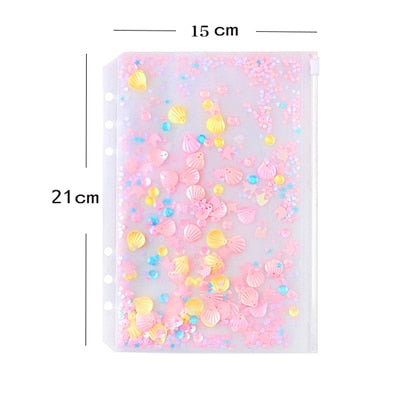 2pcs/set Transparent PVC Storage Card Holder with 6 Hole Zipper document Bag for A5 A6 Pouch Diary Planner Accessories