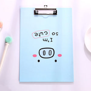 31x21.9cm A4 Clipboard Writing Pad File Folders Cartoon Animal Kawaii Pig Document Holder School Office Stationery Supply